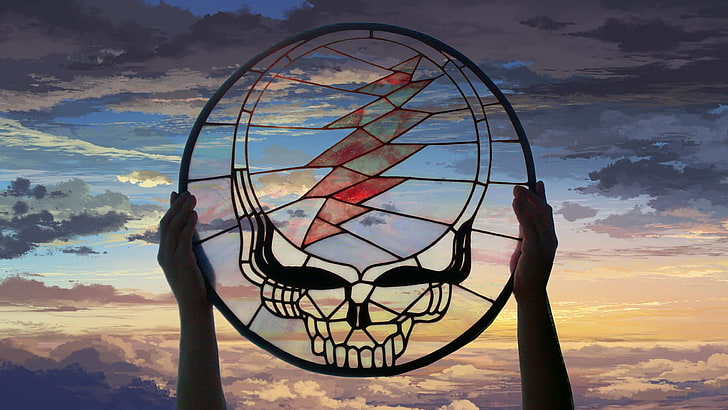 Grateful Dead (Stained Glass Stealie) over Painted Sky, cloud - sky