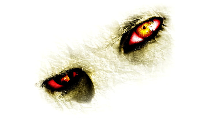 red eye illustration, digital art, yellow eyes, closeup, creature, HD wallpaper