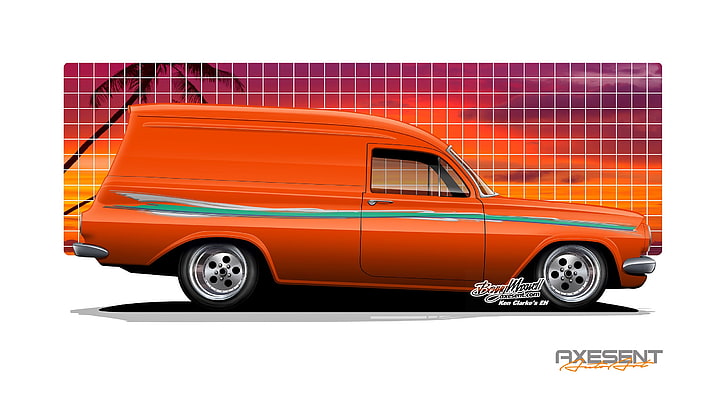 Axesent Creations, Holden EH, Panel Van, render, muscle car