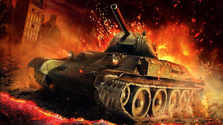 green battle tank digital wallpaper, figure, art, T-34, Soviet medium tank, HD wallpaper