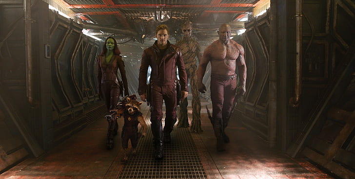 Guardians of the Galaxy Movie, Zoe Saldana, Chris Pratt, Dave Batista, HD wallpaper