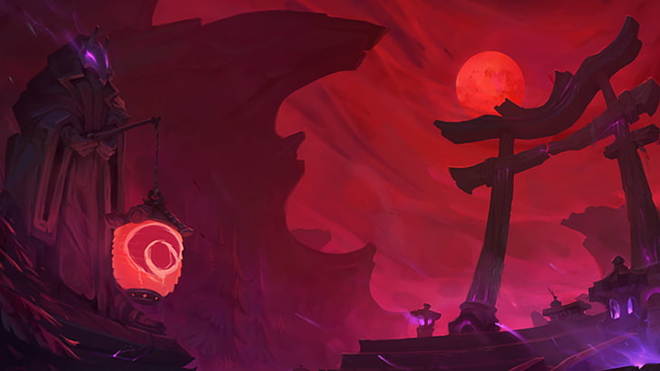 tori gate painting, Summoner's Rift, Blood Moon (league of legends), HD wallpaper
