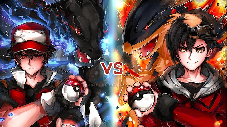 Pokemon Battle illustration, Red (Pokemon), Pokémon, Typhlosion, HD wallpaper