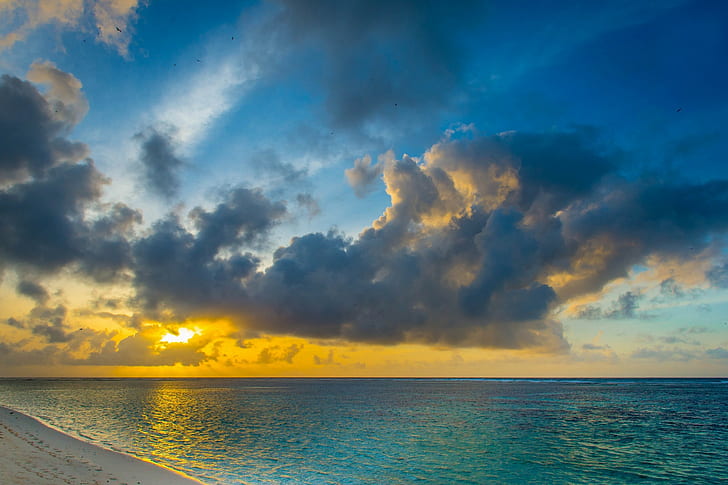 Indian Ocean, dawn, HD wallpaper