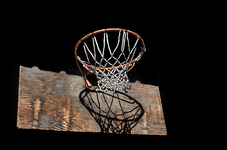 sport, basketball, hoop, wood panels, black, black background