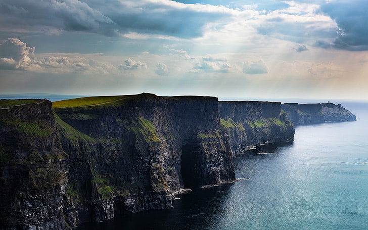 green mountain, nature, landscape, cliff, Ireland, Cliffs of Moher (ireland)
