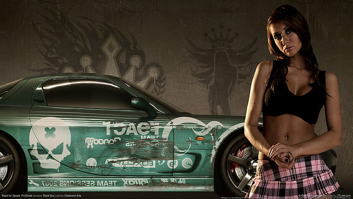 Need for speed prostreet Girls 2, green sports coupe, HD wallpaper