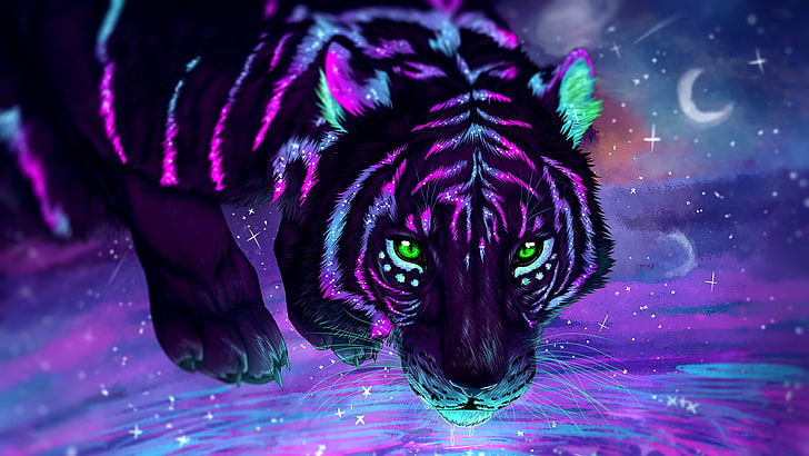 HD wallpaper: purple and black tiger HD wallpaper, digital art, stars,  galaxy | Wallpaper Flare