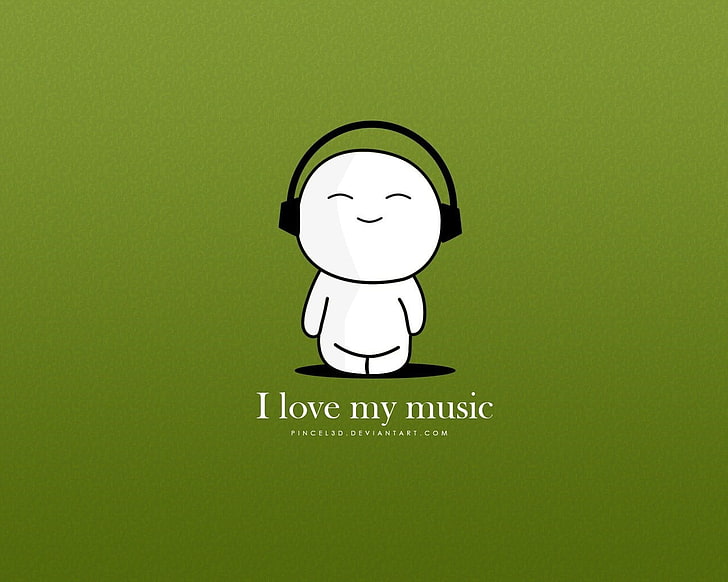 green background with i love my music text overlay, green color, HD wallpaper
