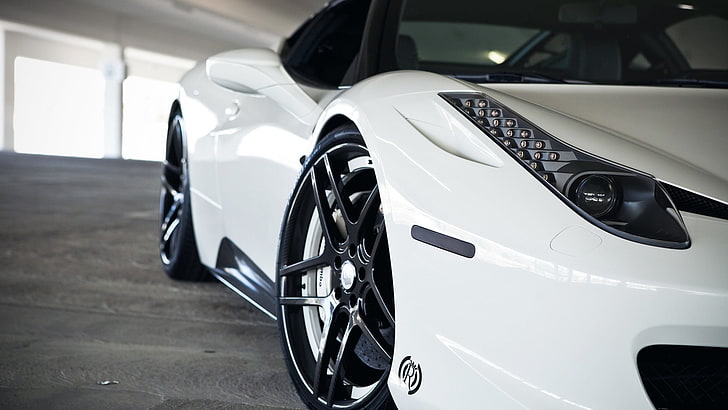 white convertible coupe, Ferrari, Ferrari 458 Italia, mode of transportation, HD wallpaper