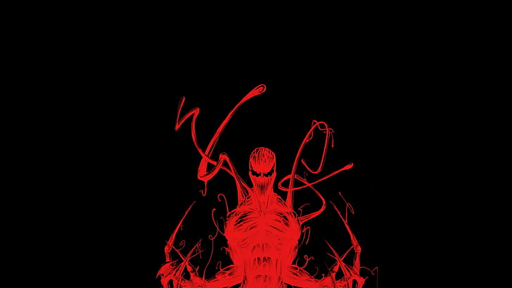 Venom digital wallpaper, Carnage, Spider-Man, artwork, red, copy space