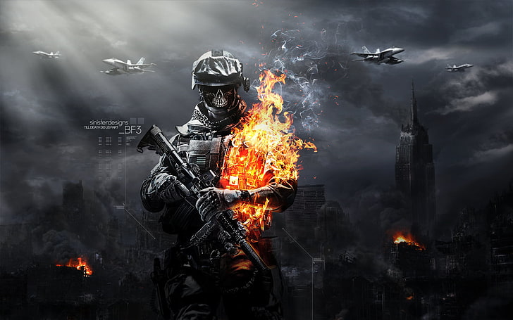 man holding rifle illustration, video games, Battlefield, Battlefield 3, HD wallpaper
