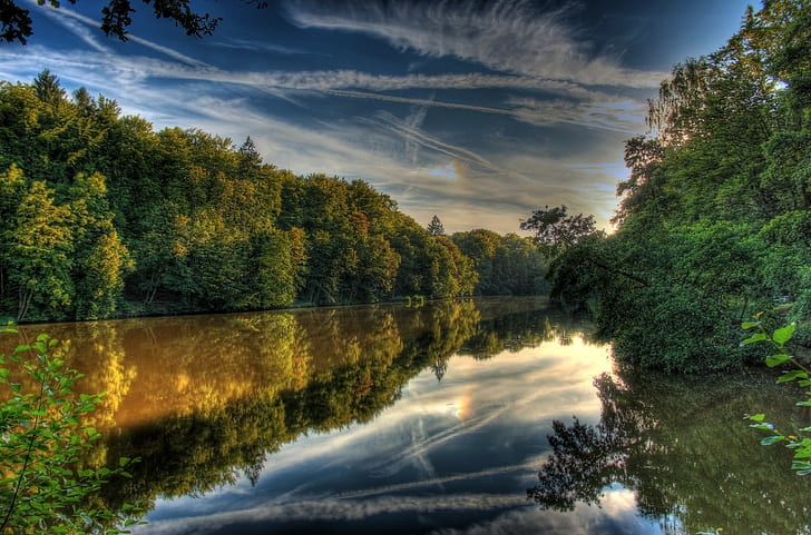 River, Germany, Landscape, Hessen lich, Hdr, Nature, plant