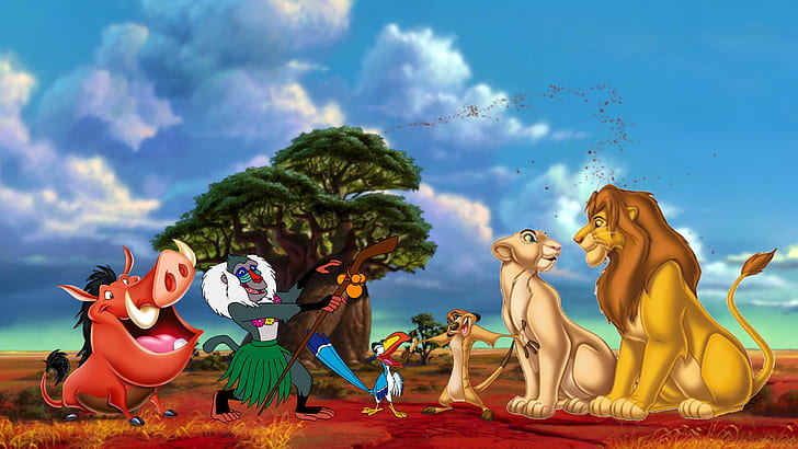The Lion King Pig Pumba Monkey Rafiki Parrot Zuzu Timon Simba And Nala Cartoon Disney Desktop Hd Wallpaper 1920×1080