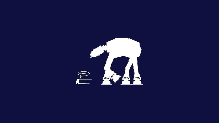 animal illustration, Star Wars, humor, minimalism, R2-D2, AT-AT
