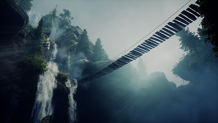Dragon Age, Dragon Age: Inquisition, Rock, Rope Bridge, Valammar, HD wallpaper