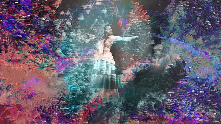vaporwave, statue, Chaos, shattered, wrinkles, multi colored, HD wallpaper