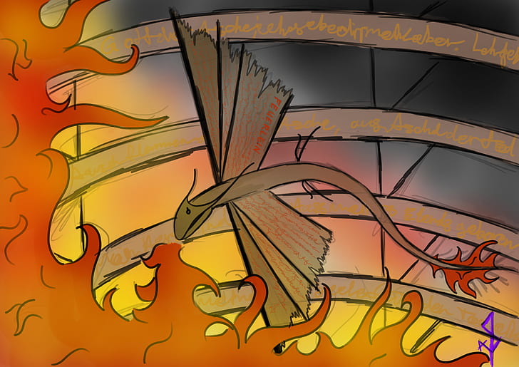dragon, fire, artwork, burning