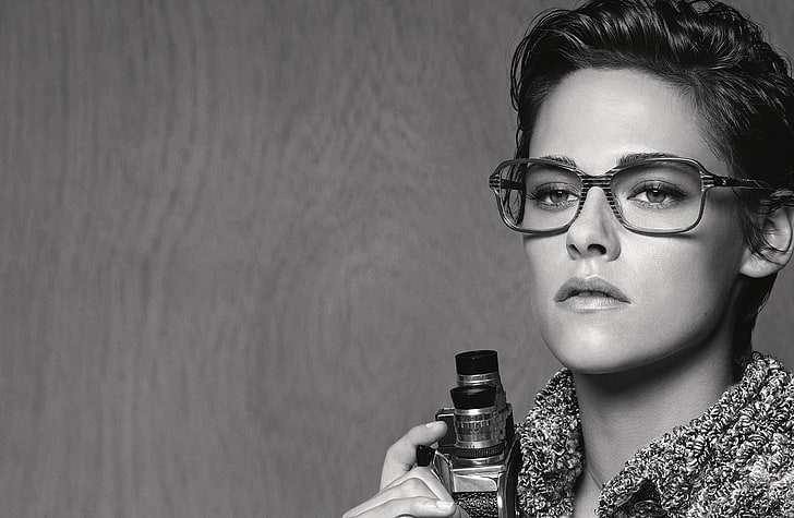 look, actress, glasses, hairstyle, photographer, black and white