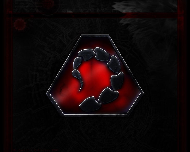 black and red scorpion logo, Command & Conquer, indoors, no people