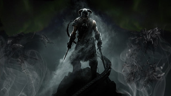 man holding weapon digital wallpaper, The Elder Scrolls V: Skyrim, HD wallpaper