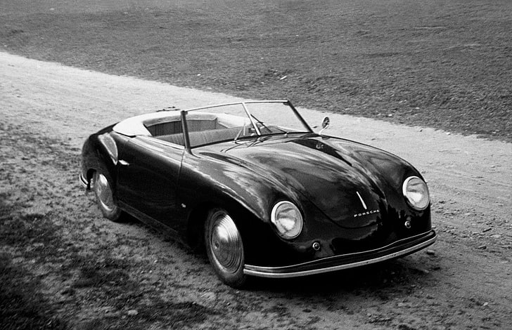 Hd Wallpaper Vintage Black Convertible Coupe Old Car Monochrome Porsche 356 Wallpaper Flare