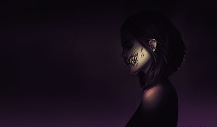 dark, face, demon, fantasy girl, fantasy art, Mileena (Mortal Kombat)