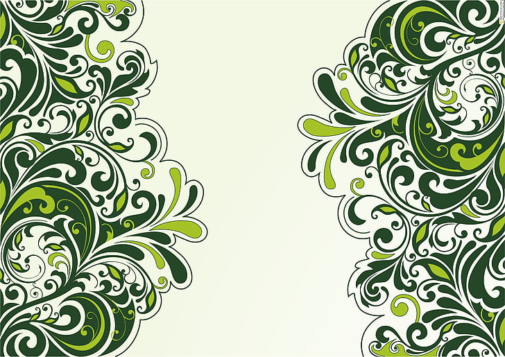 white and green wallpaper, flowers, background, patterns, vector, HD wallpaper