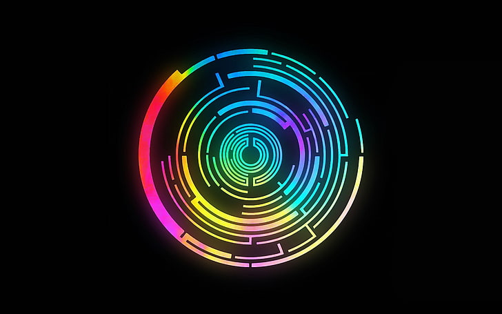 circle, abstract, Pendulum, black background, music, colorful, HD wallpaper