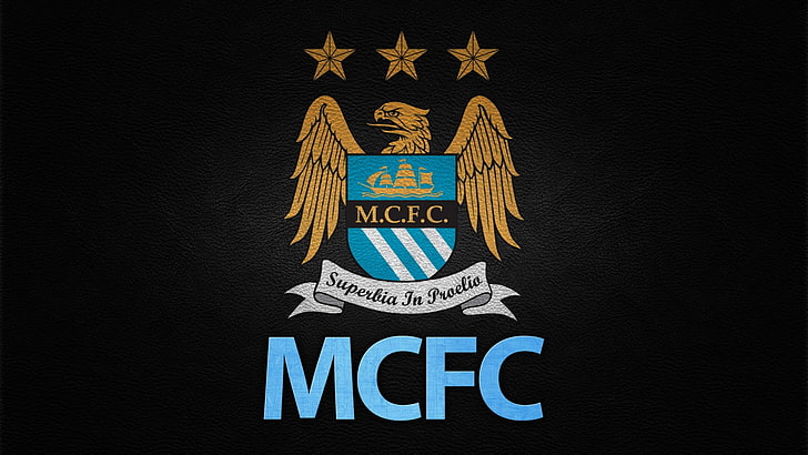 MCFC logo, Manchester City , soccer clubs, sports, text, western script