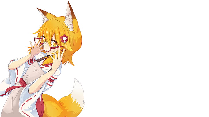 HD wallpaper: Anime, Animal Ears, Blonde, Girl, Glasses, Tail, The Helpful  Fox Senko-San
