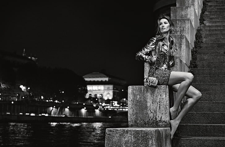 fashion model, ladder, water, Chanel 2015, Gisele Bundchen, HD wallpaper