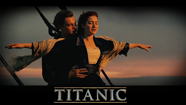 Titanic movie, love, famous pose, lovers, romance, men, women