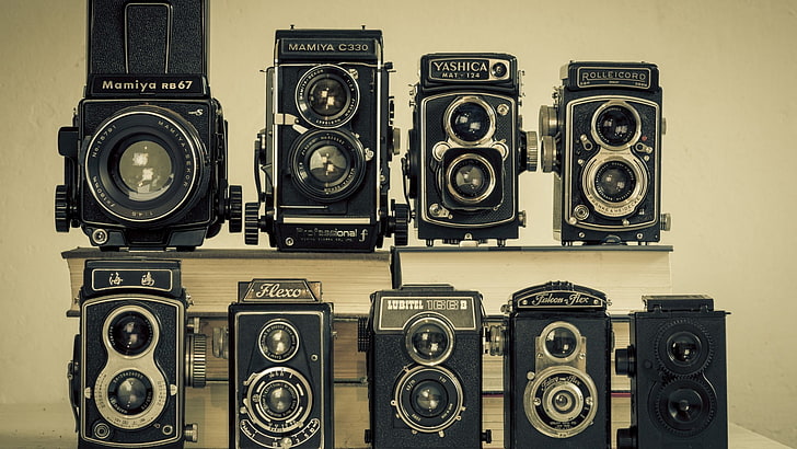 black land cameras, vintage, sepia, technology, photography themes