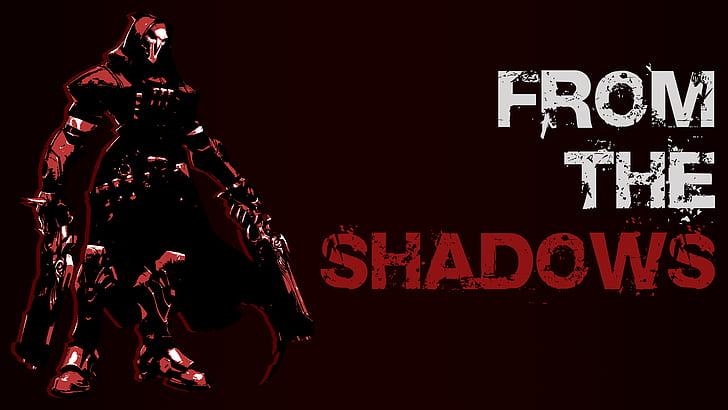 from the shadows wallpaper, Overwatch, Reaper (Overwatch), text, HD wallpaper