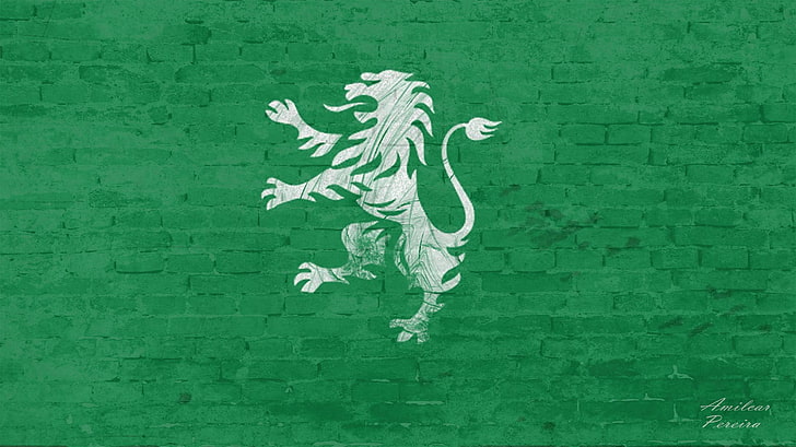 lion illustration, Sporting Lisbona, wall, Sporting Clube de Portugal