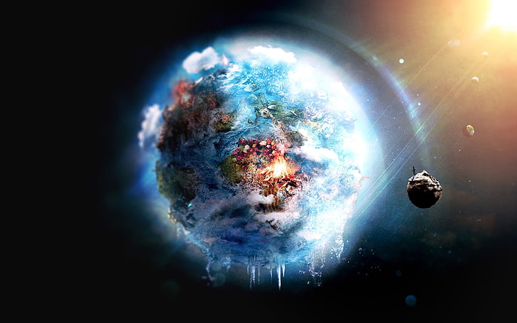 the solar system digital wallpaper, planet illustration, Earth