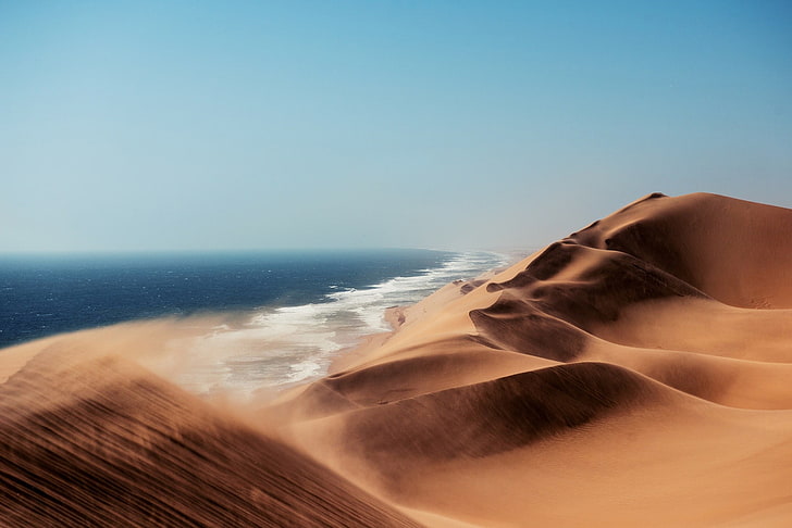 landscape, desert, sea, sky, horizon, horizon over water, copy space, HD wallpaper