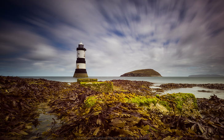 lighthouse near island during day, penmon, penmon, anglesey, clouds