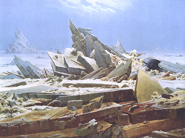 painting, landscape, Caspar David  Friedrich, snow, nature, HD wallpaper