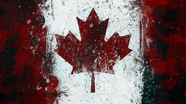 Toronto Maple Leafs logo, Canada, Canadian flag, grunge, digital art, HD wallpaper