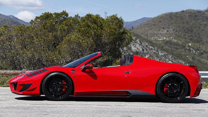 red and black car bed frame, Ferrari 458, supercars, red cars, HD wallpaper