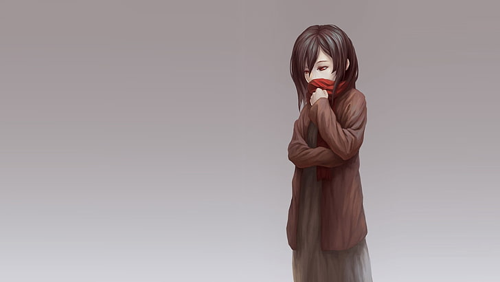 Shingeki no Kyojin, Mikasa Ackerman, minimalism, anime girls, HD wallpaper