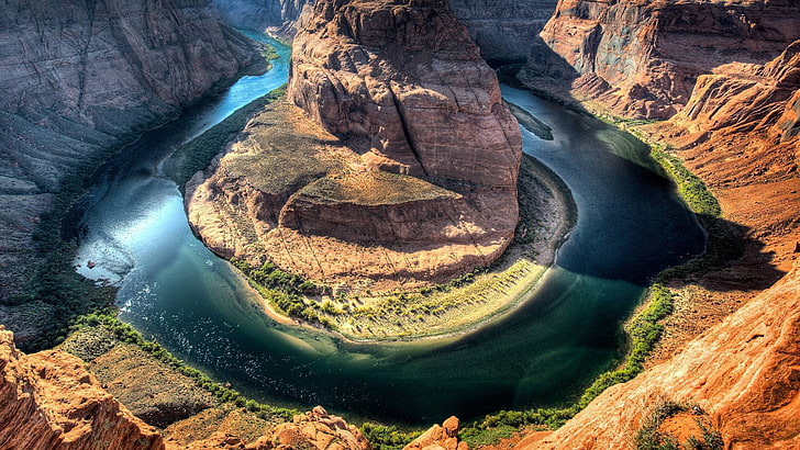 green river during day time, nature, Horseshoe Bend, lake powell