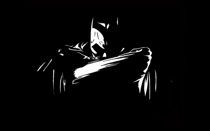 batman, black, white, HD wallpaper