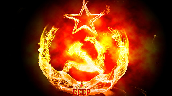 CCP flame logo, fire, USSR, the hammer and sickle, red star, fire - Natural Phenomenon, HD wallpaper