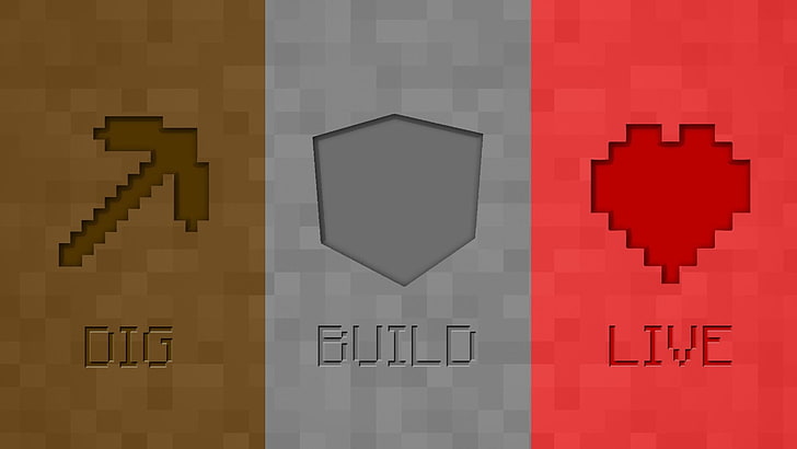 Dig, Build, Live Minecraft quote illustration, Video Game, Mojang