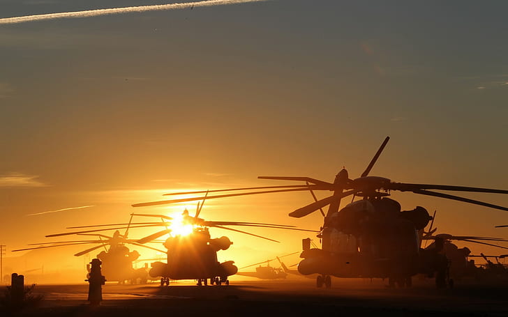 Sikorsky CH-53 Sea Stallion, sunlight, helicopters, aircraft