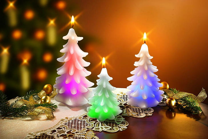 New Year, Christmas candle, svecha, trim, ribbons, balloons, decoration