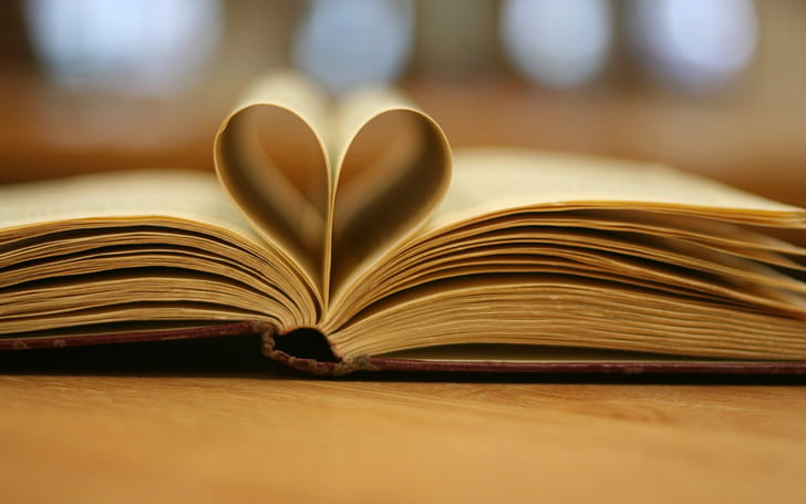 Old Book, Heart, Depth Of Field, white book page, HD wallpaper